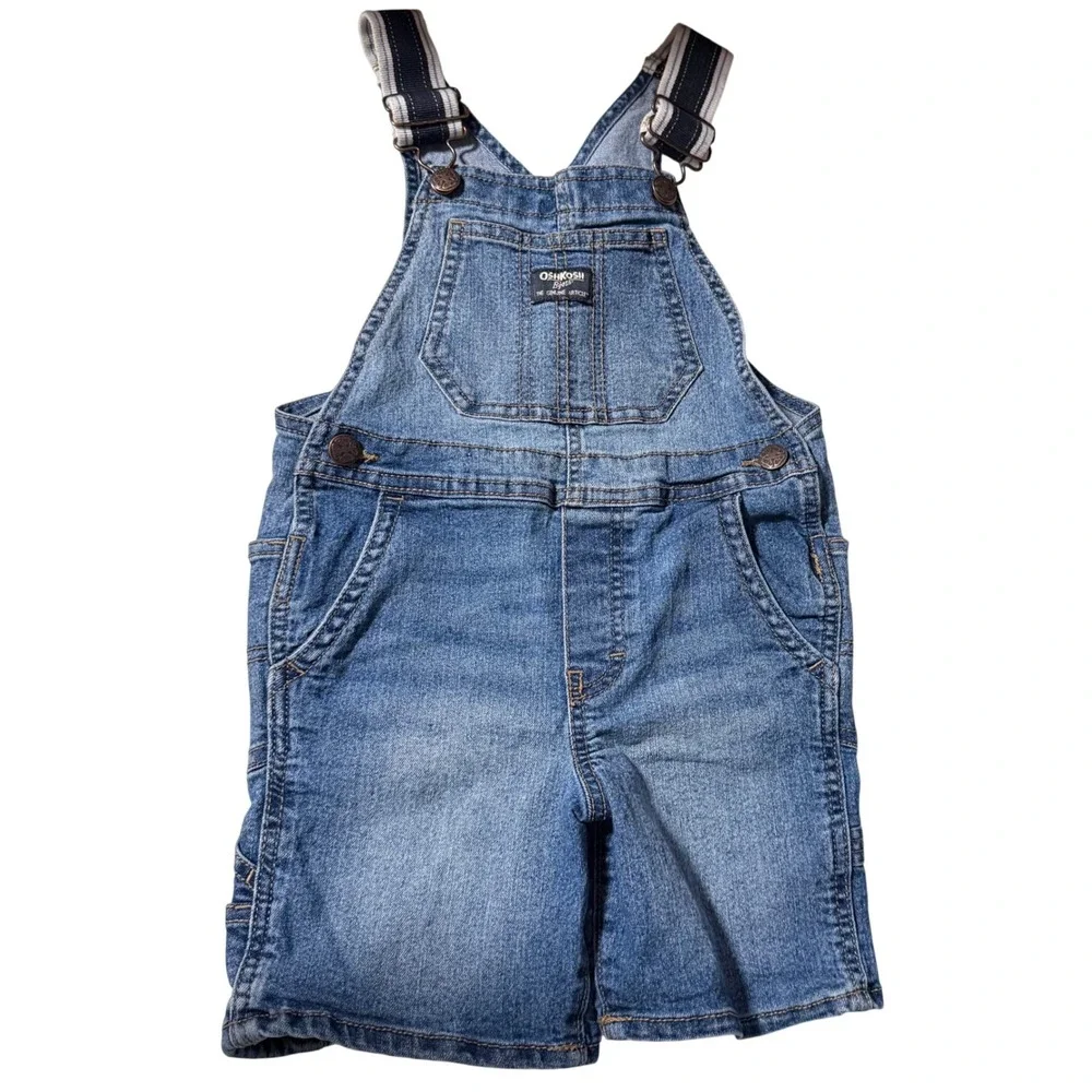 Oshkosh Bgosh Navy Strap Shortalls Overalls Boy 4T denim Cotton retro summer